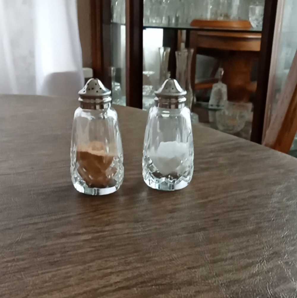 Waterford Crystal Salt and Pepper Shakers with Silver Tops